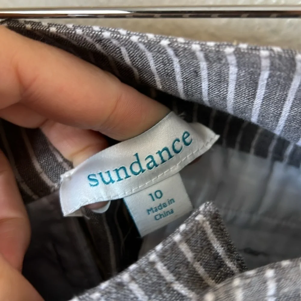 Sundance grey striped linen blend pants